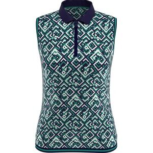 Callaway Golf Sleeveless Polo Shirt‎ Geometric Print Zip Up Athletic Top xsmall